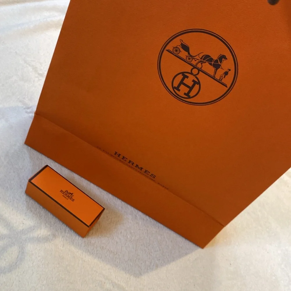 Hermès empty paper shopping bag & empty small cardboard box & muslin bag - Picture 10 of 10